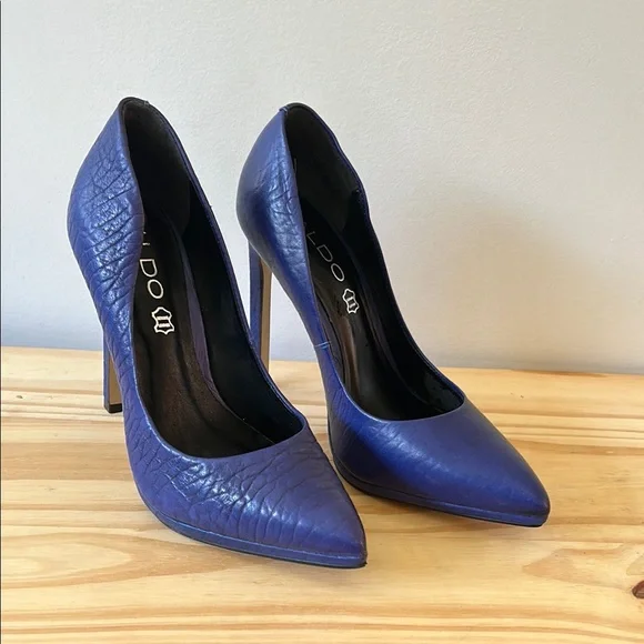 Aldo |Blue Textured Heels Elegant Stiletto Design sz 6 - Picture 1 of 9